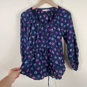 Rebecca Taylor Bellflower Waist Tie Peplum Top Silk - 6